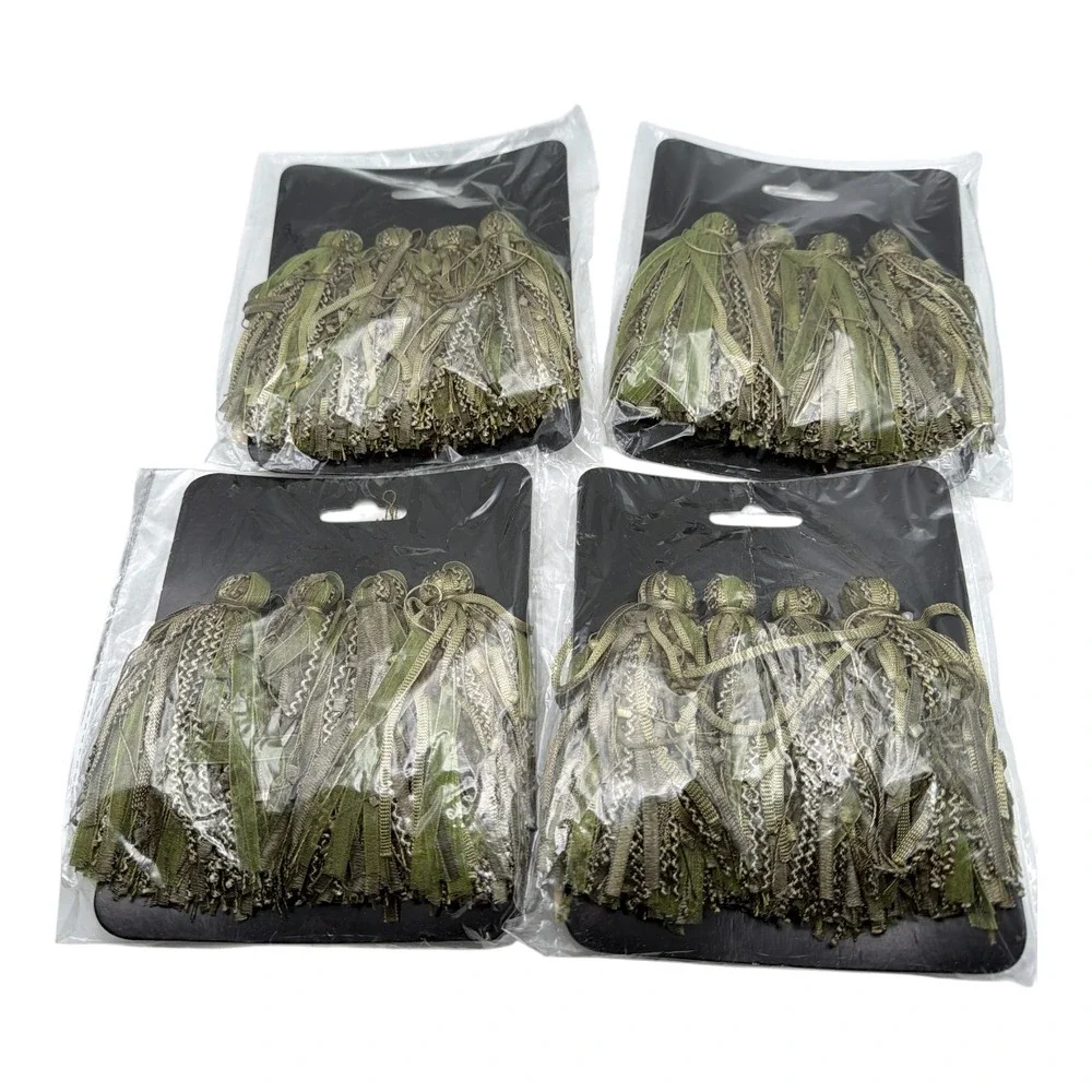 Olive Green Tassel Set of 16 Tassels Tie Backs Drapes Curtains Fringed 7